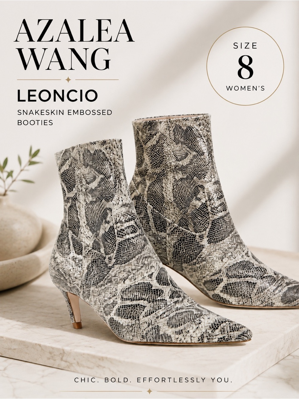 AZALEA WANG Leoncio Snakeskin Embossed mobwife sexy chic Bootie (Women)/size 8